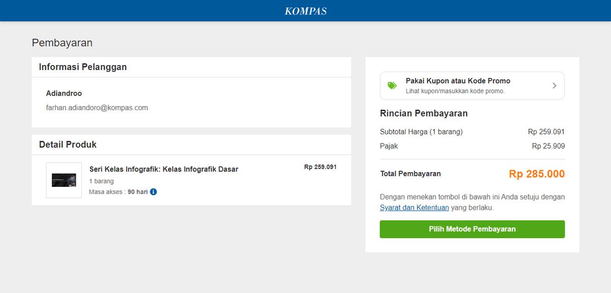Checkout Page Kompas.id