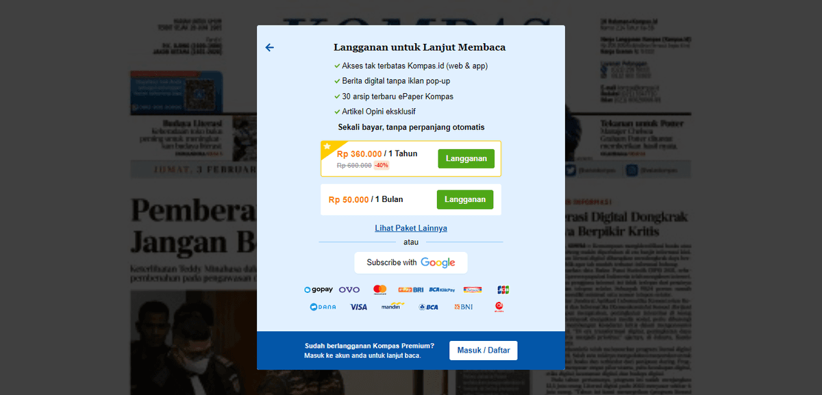 Kompas.id Paywall