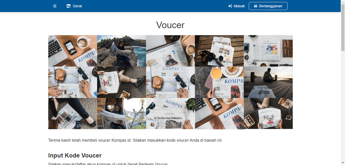 Kompas.id Voucher Redeem Page